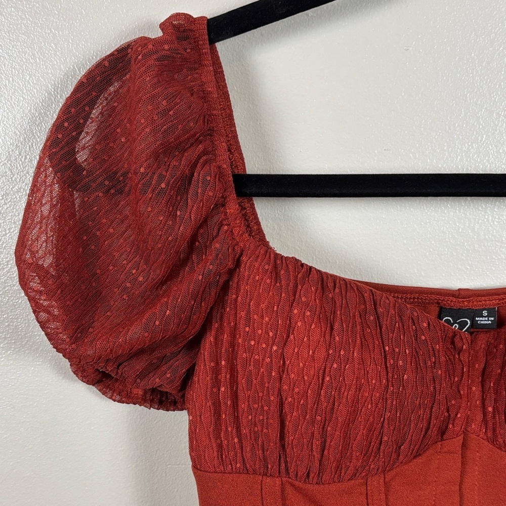 Windsor Cropped Corset Puff Sleeve Top - Picture 2 of 8